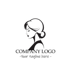a woman silhouette black and white for logo company vector image