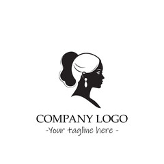 a woman silhouette black and white for logo company vector image
