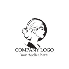 a woman silhouette black and white for logo company vector image