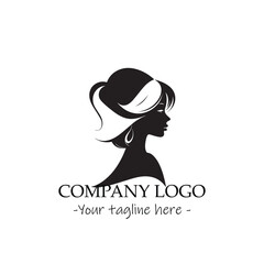 a woman silhouette black and white for logo company vector image