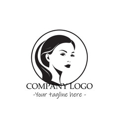 a woman silhouette black and white for logo company vector image