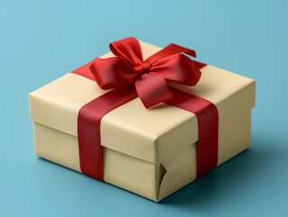 Obraz premium Elegant Gift Box with Red Ribbon: Celebrate with Decorative Packaging & Stylish Presentation