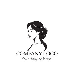 a woman silhouette black and white for logo company vector image