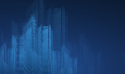 Smart city digital background. Building Technology, Futuristic Architecture.