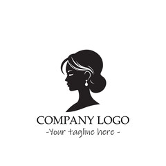 a woman silhouette black and white for logo company vector image
