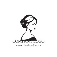 a woman silhouette black and white for logo company vector image