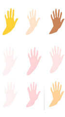 Obraz premium Isolated Transparent Illustration Of Diverse Hand Colors On Black Background Showing Skin Tone Variety Palette For Realistic Digital Artwork