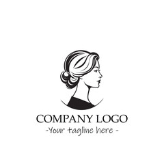 a woman silhouette black and white for logo company vector image