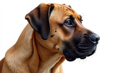 Obraz premium Noble mastiff head shot, isolated on pure white, pet photography, large dog, noble