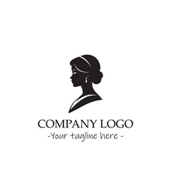 a woman silhouette black and white for logo company vector image