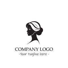 a woman silhouette black and white for logo company vector image