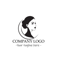 a woman silhouette black and white for logo company vector image