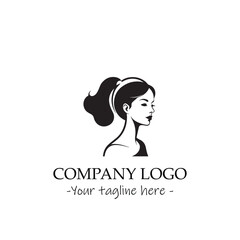 a woman silhouette black and white for logo company vector image