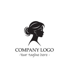 a woman silhouette black and white for logo company vector image