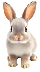Fototapeta premium Portrait Cute White Rabbit Isolated on Transparent Background