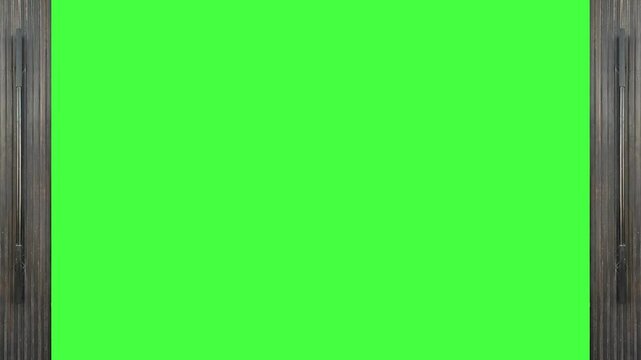 Wooden Doors opening and closing 4k Footage with Green Screen seamless loop