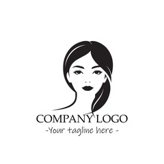 a woman silhouette black and white for logo company vector image