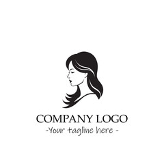 a woman silhouette black and white for logo company vector image