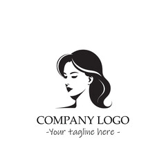 a woman silhouette black and white for logo company vector image