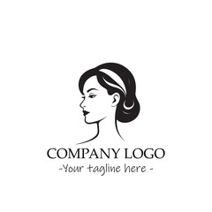 a woman silhouette black and white for logo company vector image