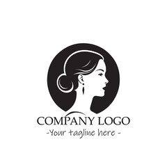 a woman silhouette black and white for logo company vector image