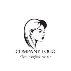 a woman silhouette black and white for logo company vector image