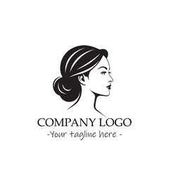 a woman silhouette black and white for logo company vector image