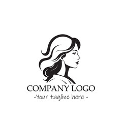 a woman silhouette black and white for logo company vector image