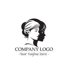 a woman silhouette black and white for logo company vector image