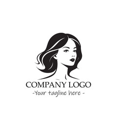 a woman silhouette black and white for logo company vector image