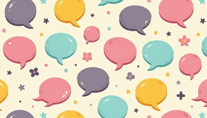 Seamless pastel speech bubble wallpaper pattern, playful design , stylish, speech bubble, airy