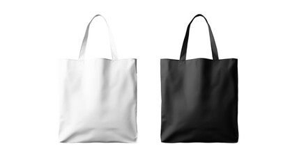 White Black Tote Bags Mockup on PNG Transparent Background
