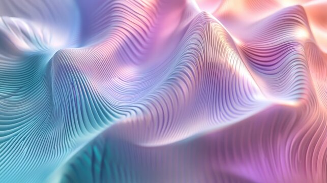 Stylish abstract wallpaper with intricate geometric patterns in bright teal, purple, and soft pink. The design is structured yet fluid, with overlapping shapes and a clean, modern feel