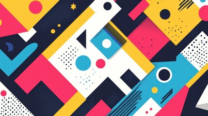 Explore unique flat illustrations enhanced with textures and funky Memphisstyle patterns perfect for vibrant design backgrounds.