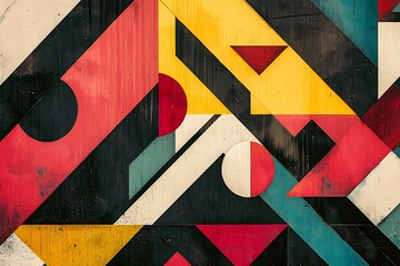 Naklejka premium Elegant geometric shapes with vibrant color infills, ideal for modern art prints