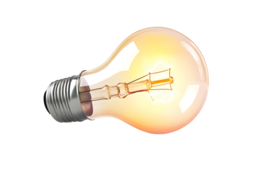 Glowing lightbulb on a white background