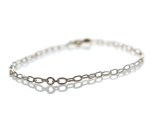 A silver chain bracelet with a clasp
