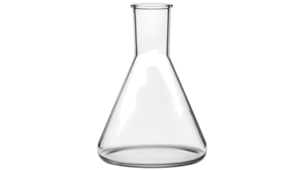 Transparent Erlenmeyer flask with no liquid isolated on PNG