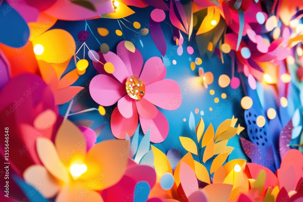 Poster celebrate vibrantly with colorful layered confetti and festive elements bringing joy and excitement 