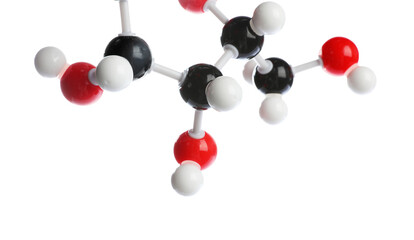 Molecule of glucose isolated on white. Chemical model