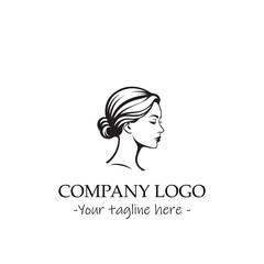 a woman silhouette black and white illustration for logo company vector image