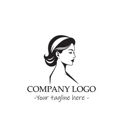 a woman silhouette black and white illustration for logo company vector image