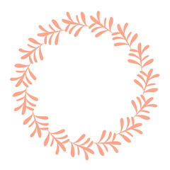 シンプルなリーフのフレーム　オレンジ