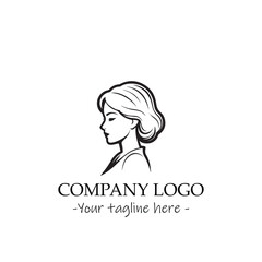 a woman silhouette black and white illustration for logo company vector image