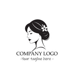 a woman silhouette black and white illustration for logo company vector image
