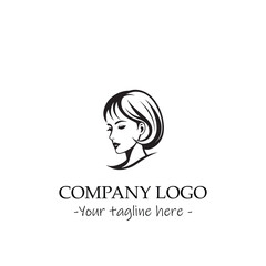 a woman silhouette black and white illustration for logo company vector image