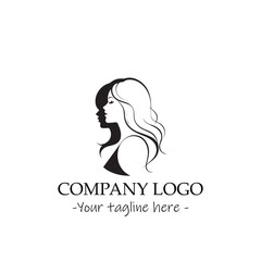 a woman silhouette black and white illustration for logo company vector image