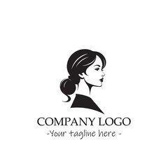 a woman silhouette black and white illustration for logo company vector image