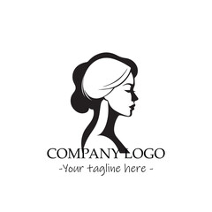 a woman silhouette black and white illustration for logo company vector image