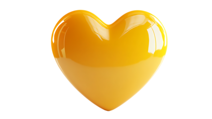 Yellow heart 3D icon on transparent